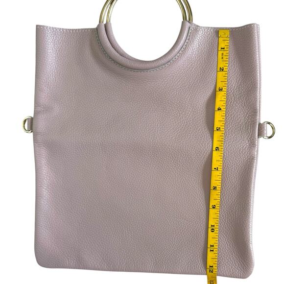 Borse in Pelle Genuine Pebbled Leather Top Handle Bag Purse Made in Italy Pink - Picture 5 of 7